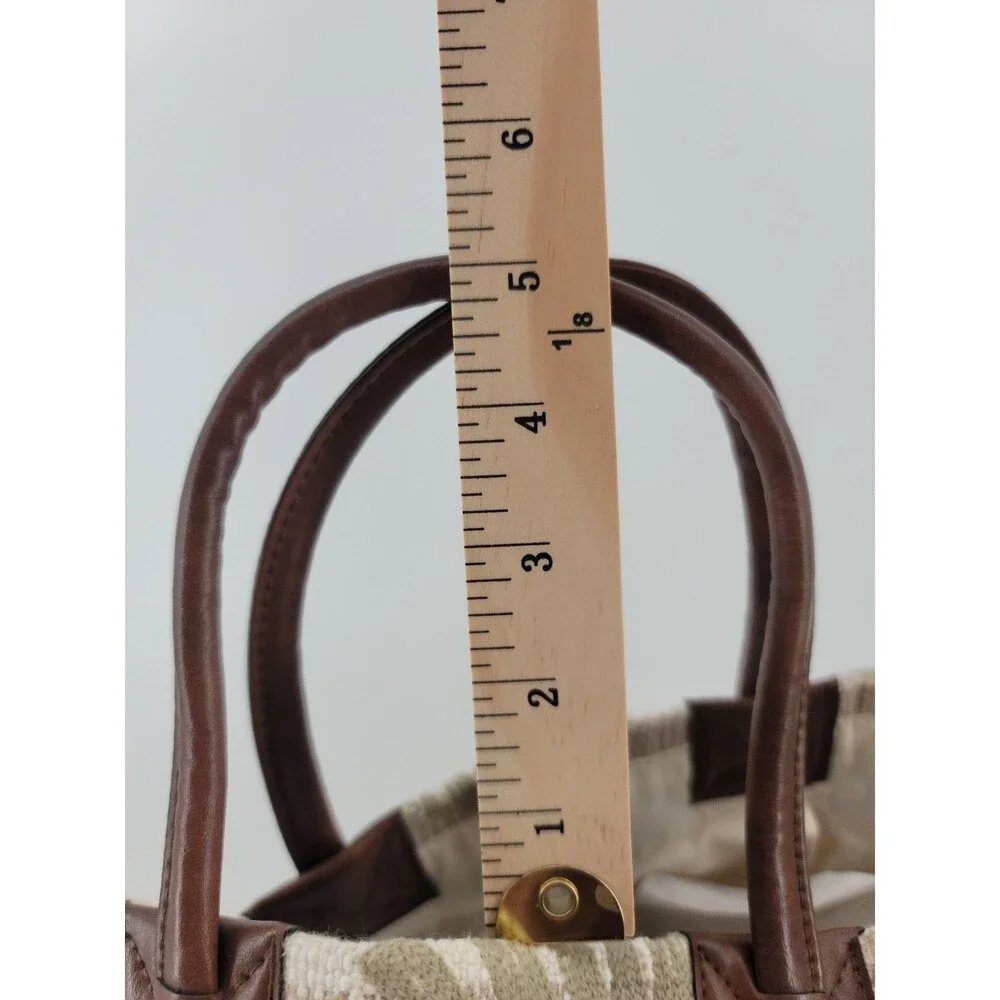J. Jill Fabric with Embroidered Palms Tote Bag Sandstone Multi NWOT